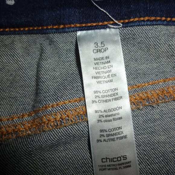 CHICOS 3.5 18 PLATINUM Jeans Womens Blue Denim Crop 95 Cotton - Picture 8 of 14